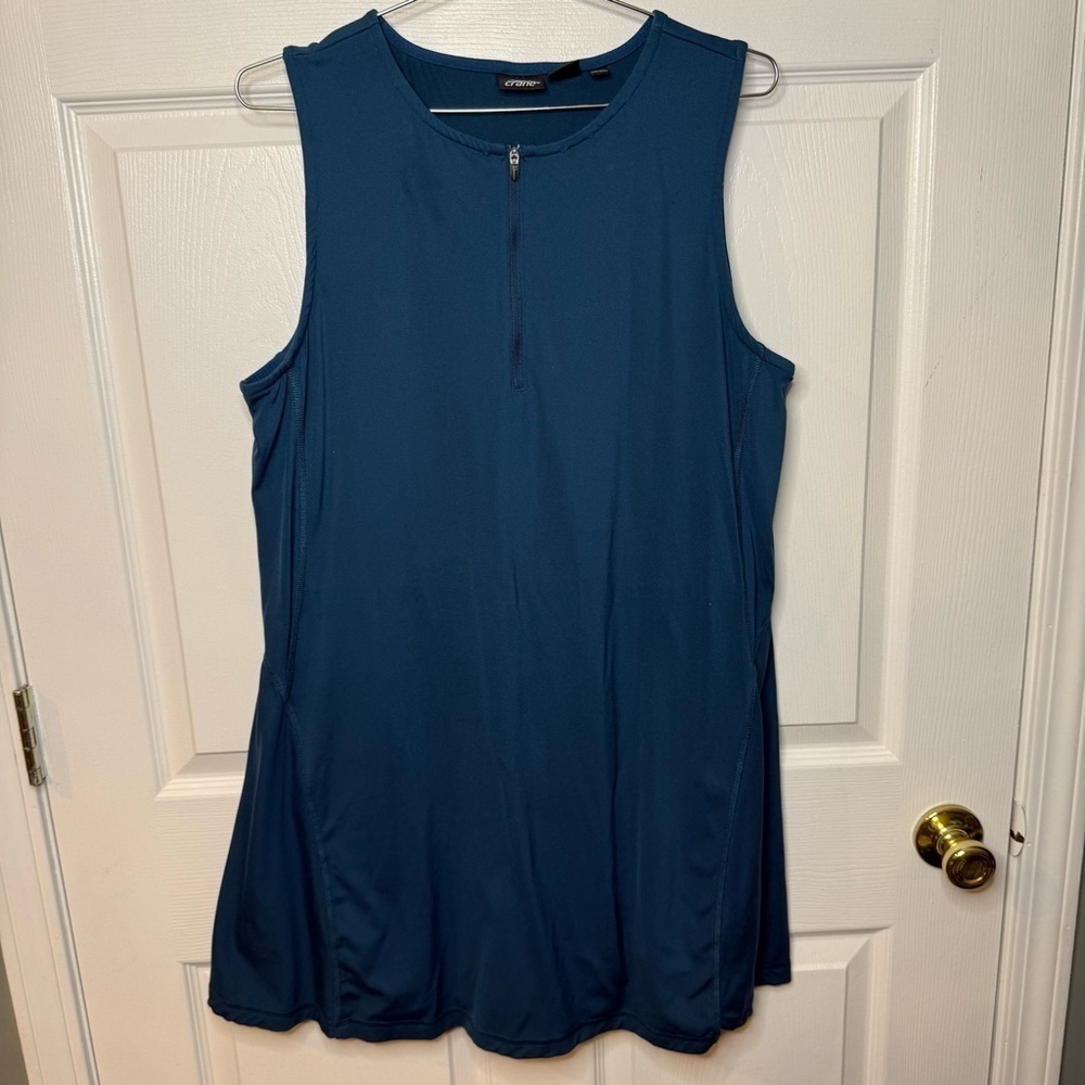 Crane Womens Athletic Sleeveless Dress with Built In Shorts Blue Green Size XL